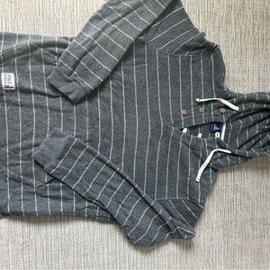 johnnie-O Charcoal Terry Cloth Hoodie with White Stripes